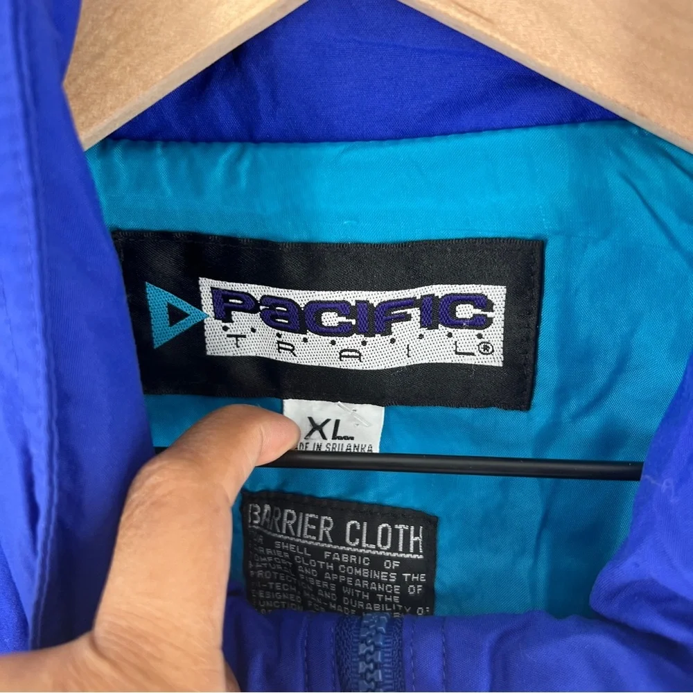 Pacific‎ Trail Vintage Barrier Cloth Jacket Blue Teal Windbreaker Men’s XL 90s